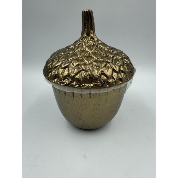Studio McGee CAST METAL ACORN CANISTER Threshold TARGET Gold Brass LID BOX NWT - Picture 1 of 12